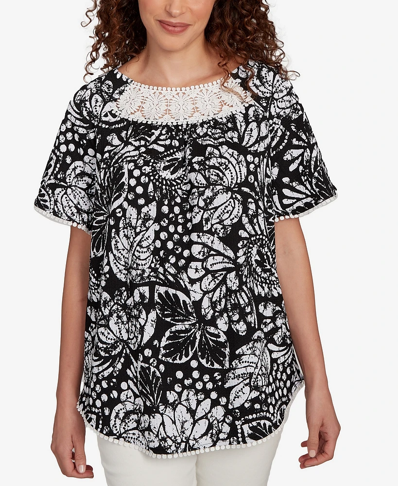 Ruby Rd. Petite Batik Island Paisley Scoop Neck T Shirt