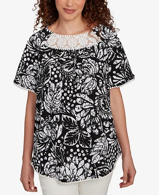 Ruby Rd. Petite Batik Island Paisley Scoop Neck T Shirt