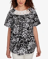 Ruby Rd. Petite Batik Island Paisley Scoop Neck T Shirt