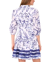 CeCe Women's Cotton Printed Belted Short Shirtdress