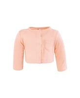 Hudson Baby Girls Cotton Dress and Cardigan Set, Sweet Peach