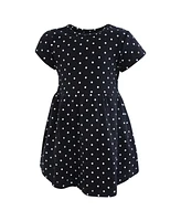 Hudson Baby Girls Cotton Dresses, Black White Flowers