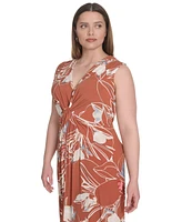 Calvin Klein Plus Sleeveless V-Neck Midi Dress