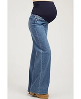 Pinkblush Blue Wide Leg Maternity Jeans