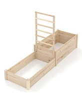 Raised Garden Bed with Trellis and 2 Elevated Planter Boxes for Space-Saving Vertical Gardening