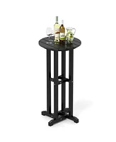 Round Bar Table Patio Hdpe Height Dining with Slatted Tabletop