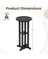 Round Bar Table Patio Hdpe Height Dining with Slatted Tabletop