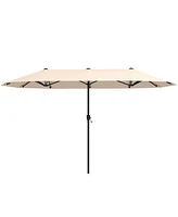 Extra Wide Patio Market Umbrella Double-Sided with Crank for Outdoor Tables