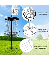 Deluxe 24-Chain Disc Golf Targets Basket, Metal Flying Practice Basket (Black/Blue/Orange/Red)