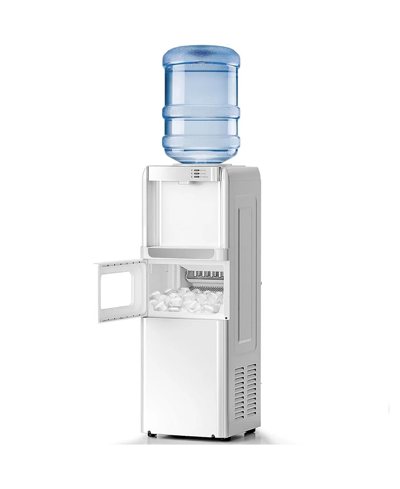 Cowsar Water Cooler Dispenser with Ice Maker for 2, 3 or 5 Gallon Bottles, 33Lbs Daily Ice Making, Child Safety Lock and Energy-Saving Design for Home