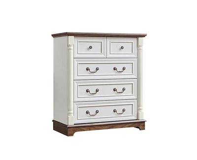 Farmhouse Style Drawer Dresser Bathrooom Cabinet Chest with Base Wooden Rustic Chest of Drawers