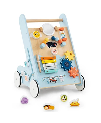 Slickblue Kids Walker Push and Pull Learning Activity Center with Wheels 1+ Years Old