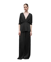 Nocturne Women's V-Neck Beaded Accessory Blouse