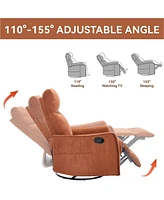 Casainc Heat Massage Manual Recliner Chair with Rocker and Swivel in Fabric for Living Room