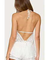 Edikted Women's Arlie Floral Texured Sheer Halter Top