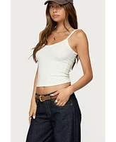 Edikted Women's Aspyn V Neck Ribbed Tank Top