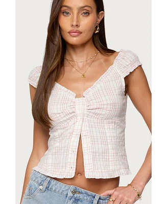Edikted Women's Dolsy Plaid Button Up Top