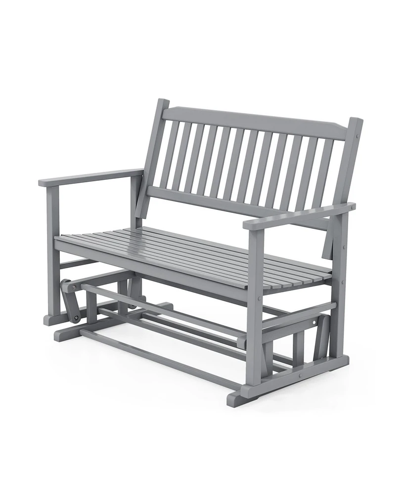 Slickblue 2 Seats Outdoor Glider Bench with Armrests and Slatted Seat
