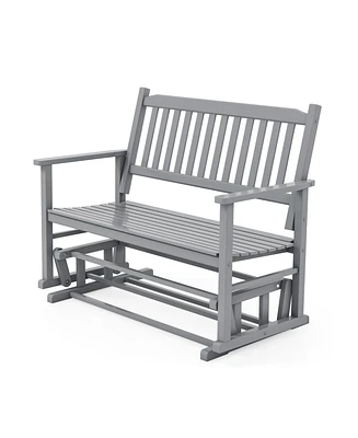 Slickblue 2 Seats Outdoor Glider Bench with Armrests and Slatted Seat