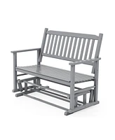 Slickblue 2 Seats Outdoor Glider Bench with Armrests and Slatted Seat