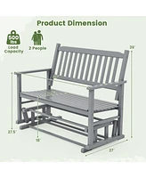 Slickblue 2 Seats Outdoor Glider Bench with Armrests and Slatted Seat