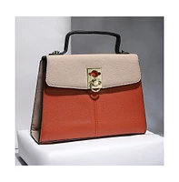 Women's The Curatus Satchel Bag - Terracotta Brown & Khaki Beige