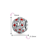 Bling Jewelry Red Silver 'I Love You' Heart Filigree Charm Bead for European Bracelets
