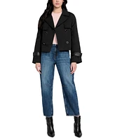 Guess Women's Cropped Quilted-Trim Trench Coat