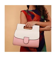 Women's The Envelope Hand Bag - Flamingo Pink & Ivory White