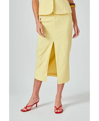 endless rose Women's Front Slit Linen Maxi Skirt