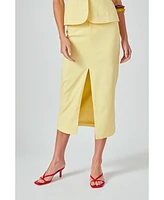 endless rose Women's Front Slit Linen Maxi Skirt