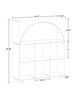 Sourcing Solutions Arched 34" Solid Wood 6 Cubby Entryway Shoe Rack Storage Organizer Cabinet