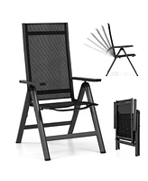 Outdoor Dining Chair with Soft Padded Seat and 7-Position Adjustable Backrest Set of 2