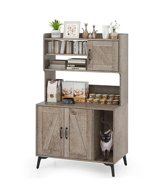 Large Cat Litter Box Enclosure with Display Storage Shelves