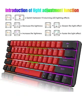 Risokeys 60% Wired Mechanical Keyboard, Mini Gaming Keyboard with 61 Keys for Pc, Windows Xp, Win 7, Win 10
