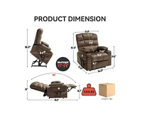 Dual Motor Infinite Position Up to 350 Lbs Chenille Power Lift Recliner Chair with 8-Point Vibration Massage and Lumbar Heating Dual Cup Holders