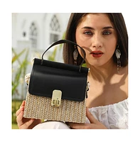 Women's The Small Straw-Medecin Hand Bag - Onyx Black