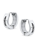 Bling Jewelry Biker Jewelry Small Halloween Skull Hoop Kpop Huggie Earrings Stainless Steel