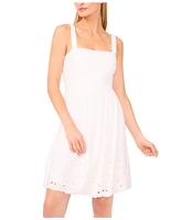 CeCe Women's Floral Embroidered Square Neck Dress