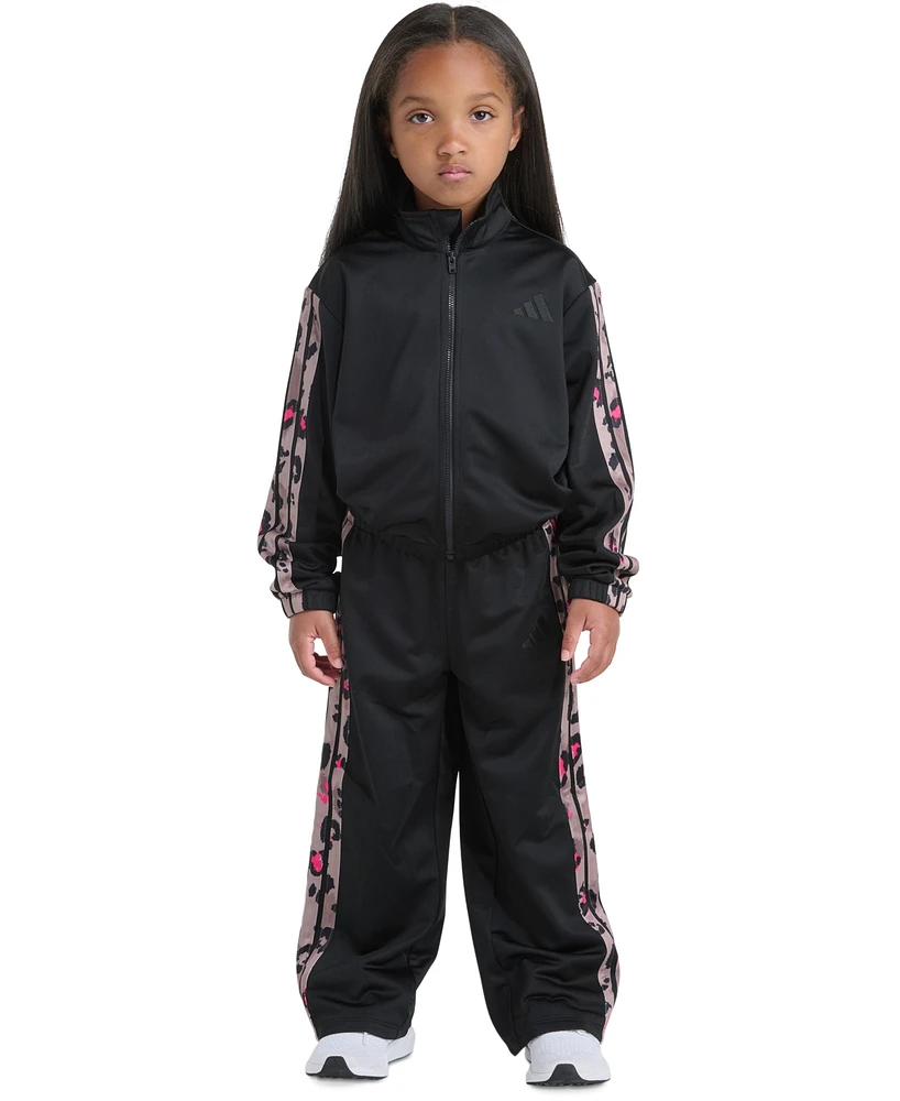 adidas Toddler & Little Girls Tricot Long-Sleeve Full-Zip Jacket Wide-Leg Pants, 2 Piece Set