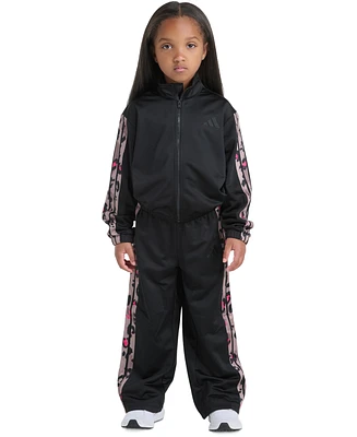 adidas Toddler & Little Girls Tricot Long-Sleeve Full-Zip Jacket Wide-Leg Pants, 2 Piece Set