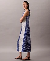 Calvin Klein Printed Color-Block Sleeveless Dress