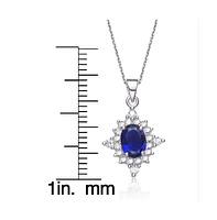 Cubic Zirconia Sterling Silver White Gold Plated Shape Pendant