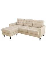 Gold Sparrow 82" Velvet Logan Reversible Sectional Sofa with Ottoman, Created for Macy's