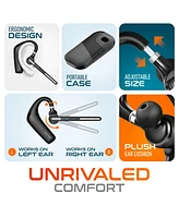 Ultralight Bluetooth Headset with Noise Cancelling Microphone, Bluetooth Earpiece with Charging Case, Auto Pair Usb Dongle for Pc/Laptop, Compatible w