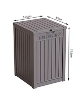 31 Gallon Resin Outdoor Patio Storage Deck Garden Storage Box with Side Handles