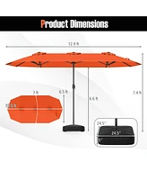 Gymax 13FT Double-sided Patio Umbrella w/ Crank Handle Base Safety Lock