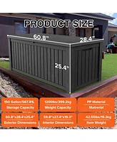 Mondawe 150 Gallon Resin Waterproof Outdoor Deck Box,Patio Storage Box