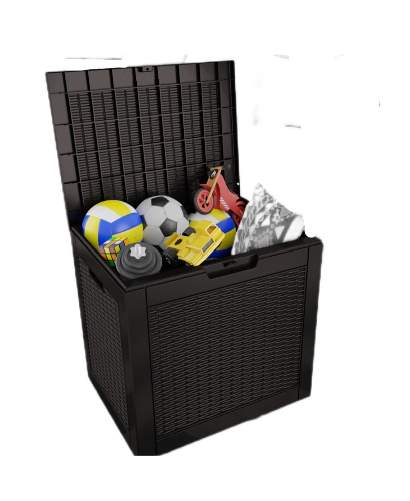 31 Gal Rattan Deck Boxes for Outdoor Storage with Side Handles
