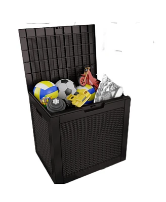 31 Gal Rattan Deck Boxes for Outdoor Storage with Side Handles
